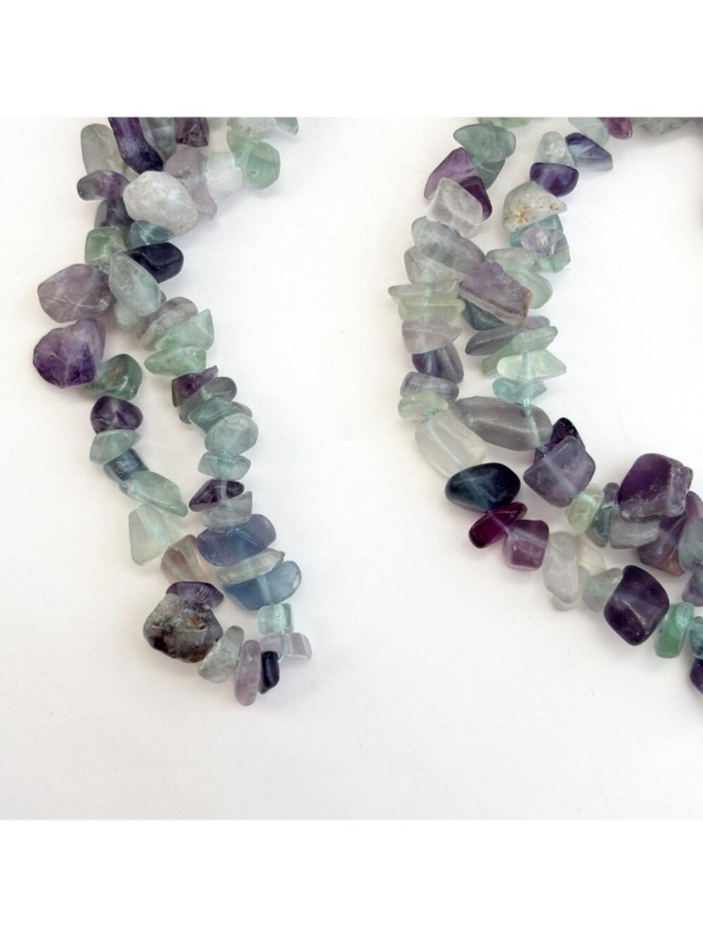 Multi Colored Purple & Green Flourite Chip Beaded Chip Vintage Necklace - 36" - Picture 11 of 13